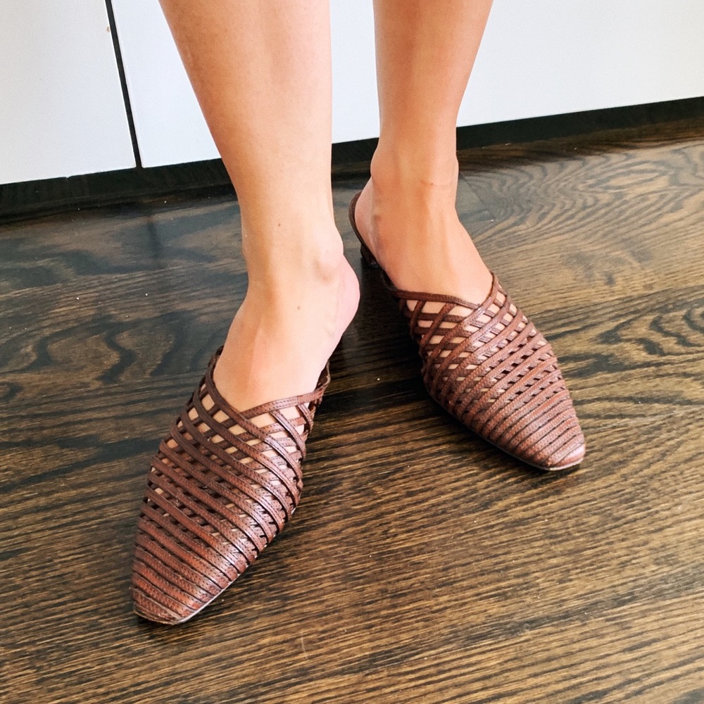 Vintage Donna Karan Brown Leather Mules